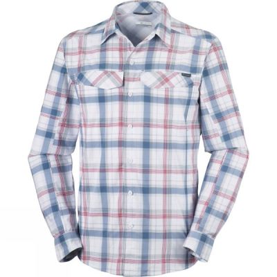 Camisa Columbia Silver Ridge Plaid Manga Larga Hombre - Azules - Chile ODF518270